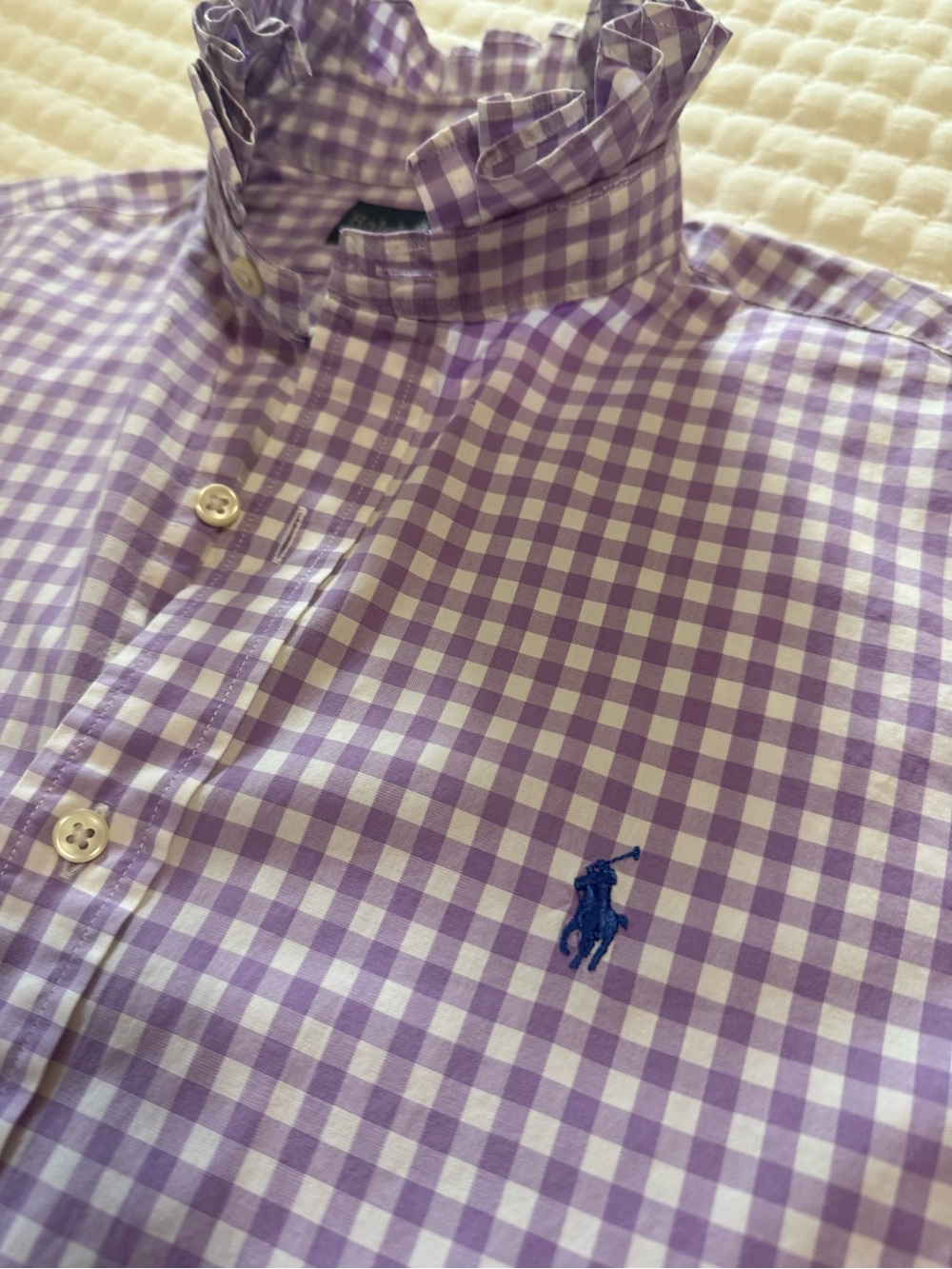 Upcycled Mens Ralph Lauren Lavender Gingham Button-Down Shirt - Picture 6 of 8